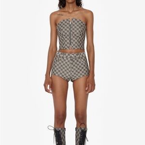 MISBHV‎ Monogram Jacquard Canvas Mini Shorts Sz L